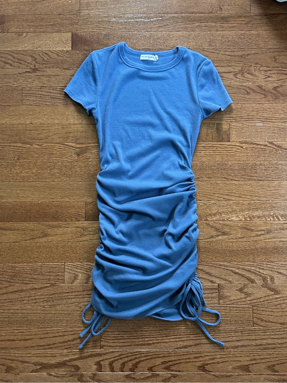 Kohl's Blue Short Sleeve Ruched T-Shirt Mini Dress